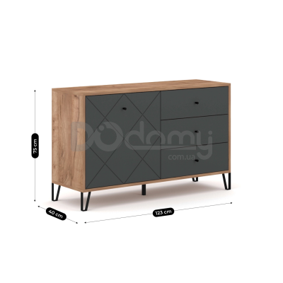 Комод Elite BACARDI 123 Дуб Крафт / Графит, фото 2