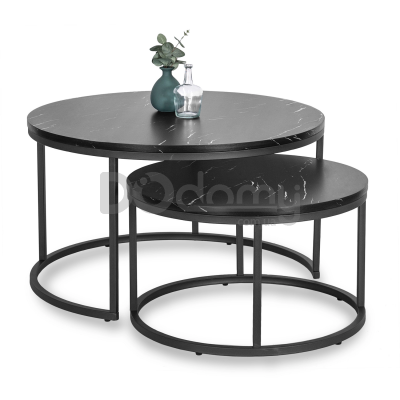 Комплект журнальных столиков MEBEL ELITE MAURO MAX Черный мрамор, фото 1