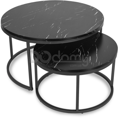 Комплект журнальных столиков MEBEL ELITE MAURO MAX Черный мрамор, фото 2