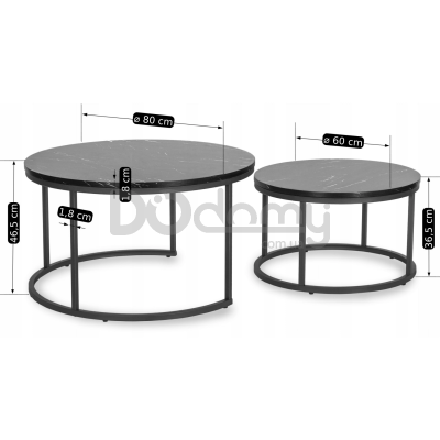 Комплект журнальных столиков MEBEL ELITE MAURO MAX Черный мрамор, фото 4