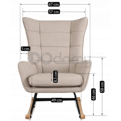 Крісло-гойдалка MEBEL ELITE JACKSON Бежевий / Дуб, фото 2