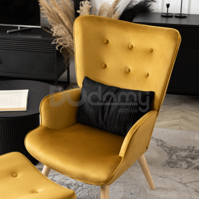 Кресло с подставкой для ног MEBEL ELITE LOZANO Velvet Кари, фото 5