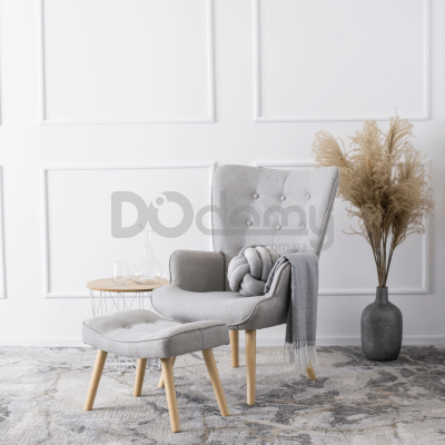 Крісло з підставкою для ніг MEBEL ELITE LOZANO 2 Сірий, фото 2