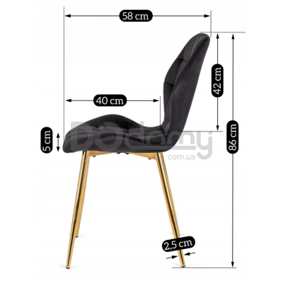 Стул MEBEL ELITE LUCKY Velvet Черный/Золотой, фото 3