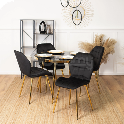 Стул MEBEL ELITE LUCKY Velvet Черный/Золотой, фото 4