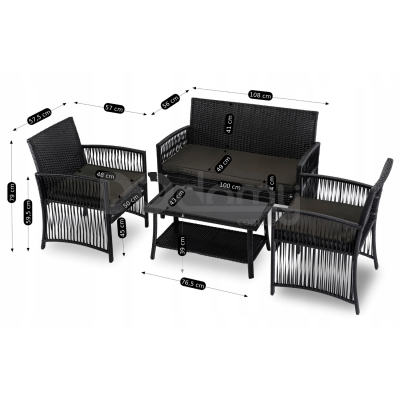 Садовый комплект ELITE FILADELFIA Черный, фото 4