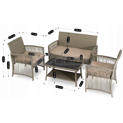 Садовый комплект ELITE FILADELFIA Серый / Бежевый, фото 7