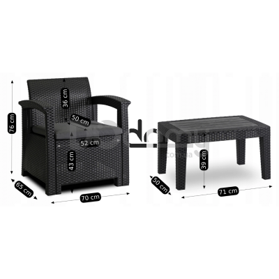 Садовий комплект ELITE BRANDON Чорний / Темно-сірий, фото 5