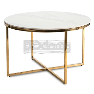 Журнальный стол MEBEL ELITE MARINE Белый мрамор / Золотой, фото 1