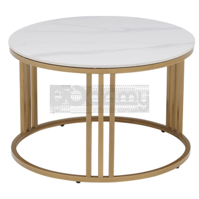 Журнальний стіл MEBEL ELITE KORIN Білий мармур / Золотий, фото 1