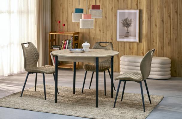 Круглий розкладний стіл Halmar PIVOT Дуб Артизан / Чорний, фото 1