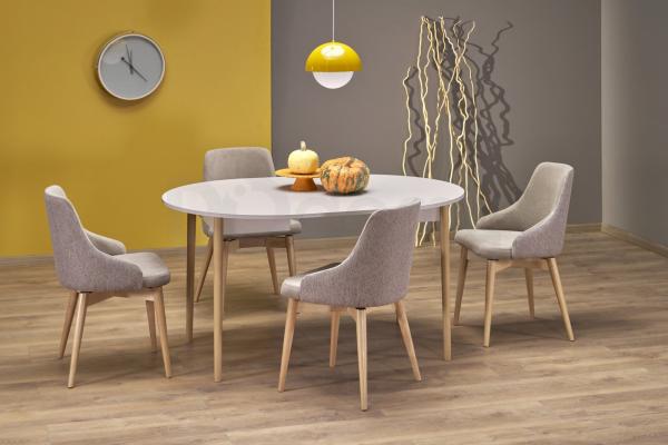 Круглий розкладний стіл Halmar PIVOT Кашемір / Дерево, фото 1