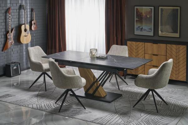 Стіл розкладний HALMAR VOLANT 140см чорний мармур, фото 2