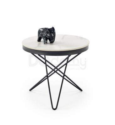 Журнальный стол HALMAR LEILA 2 Белый мрамор / Черный, фото 1