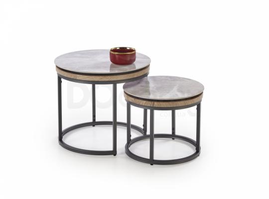 Комплект журнальных столов HALMAR ITAKA Серый мрамор / Графит, фото 1