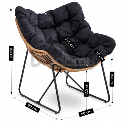 Крісло садове ELITE FIN Чорний, фото 3