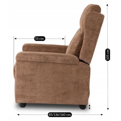 Кресло реклайнер ELITE SPENCER коричневый, фото 7