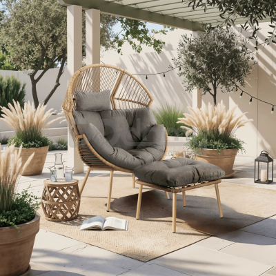 Крісло садове з підставкою ELITE PORTLAND Сірий, фото 1