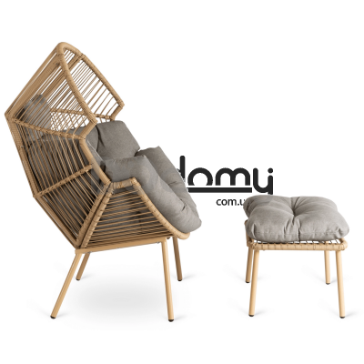 Крісло садове з підставкою ELITE PORTLAND Сірий, фото 3