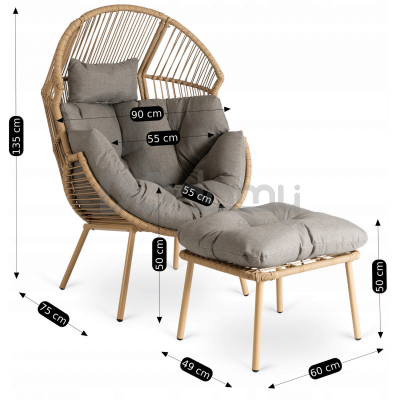 Крісло садове з підставкою ELITE PORTLAND Сірий, фото 5