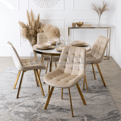 Стілець ELITE DEVI Кремовий / Золотий, фото 1