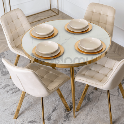 Стілець ELITE DEVI Кремовий / Золотий, фото 2