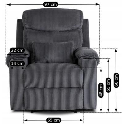 Крісло реклайнер Mebel Elite TORRES сірий, фото 6