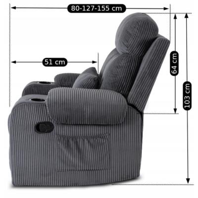 Крісло реклайнер Mebel Elite TORRES сірий, фото 7