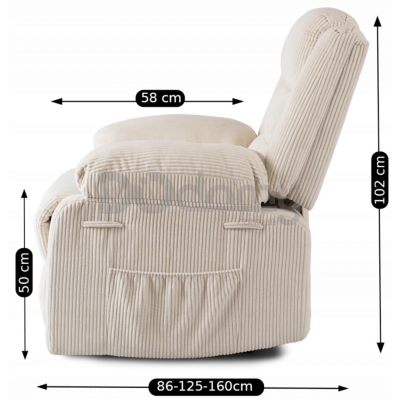 Кресло реклайнер MEBEL ELITE ARTURO Sztruksowy Бежевый, фото 2