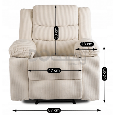 Кресло реклайнер MEBEL ELITE ARTURO Sztruksowy Бежевый, фото 3