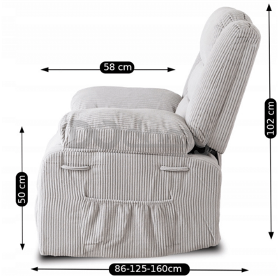 Кресло реклайнер MEBEL ELITE ARTURO Sztruksowy Серый, фото 9