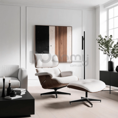 Кресло с подставкой для ног MEBEL ELITE PALERMO Boucle Белый, фото 1