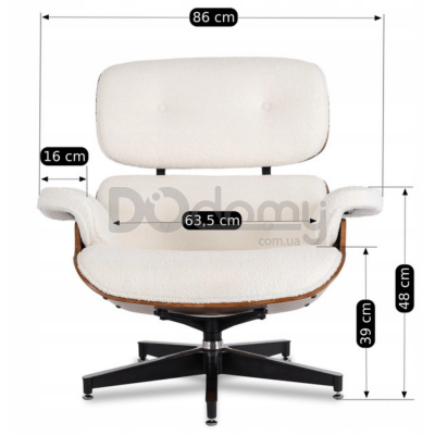 Кресло с подставкой для ног MEBEL ELITE PALERMO Boucle Белый, фото 7