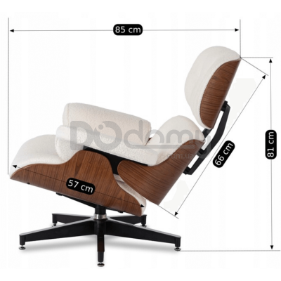 Кресло с подставкой для ног MEBEL ELITE PALERMO Boucle Белый, фото 8