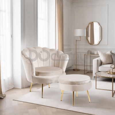 Крісло з підставкою для ніг MEBEL ELITE GRAND Кремовий, фото 1