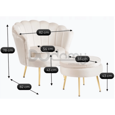 Крісло з підставкою для ніг MEBEL ELITE GRAND Кремовий, фото 2