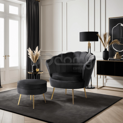 Кресло с подставкой для ног MEBEL ELITE GRAND Черный, фото 1