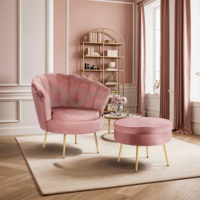 Кресло с подставкой для ног MEBEL ELITE GRAND Розовый, фото 1
