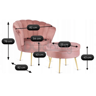 Кресло с подставкой для ног MEBEL ELITE GRAND Розовый, фото 3