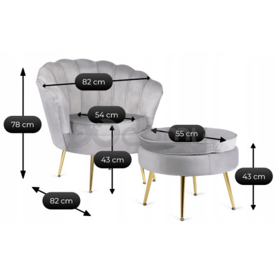 Крісло з підставкою для ніг MEBEL ELITE GRAND Сірий, фото 4