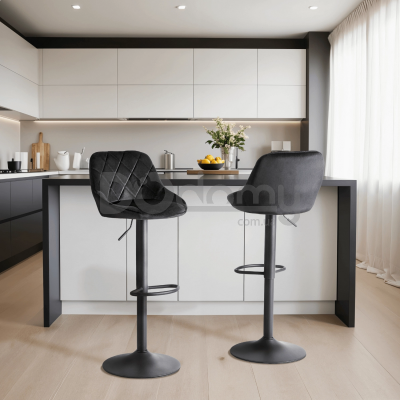 Барный стул MEBEL ELITE EDA Черный Welurowy, фото 1