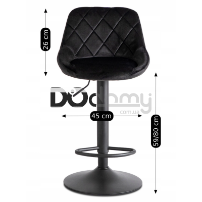 Барный стул MEBEL ELITE EDA Черный Welurowy, фото 3