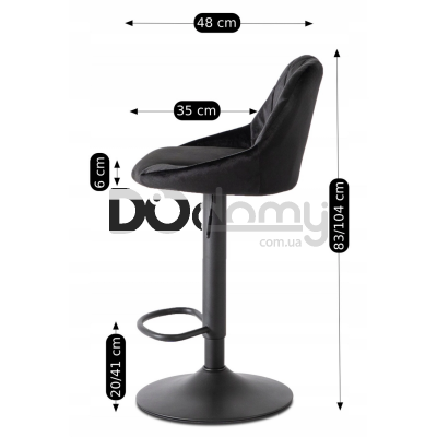 Барный стул MEBEL ELITE EDA Черный Welurowy, фото 4