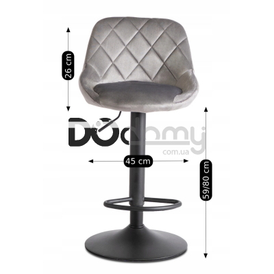 Барный стул MEBEL ELITE EDA Серый Welurowy, фото 4