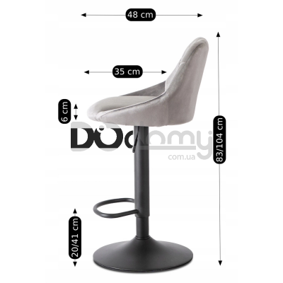 Барный стул MEBEL ELITE EDA Серый Welurowy, фото 5