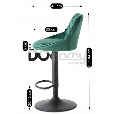 Барный стул MEBEL ELITE EDA Зеленый Welurowy, фото 5