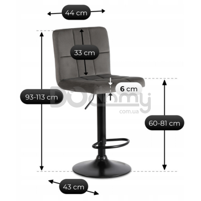 Барный стул MEBEL ELITE NERO Серый Welurowy, фото 4