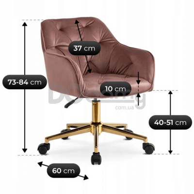 Офисное кресло MEBEL ELITE KONOR Розовый / Золотой, фото 4