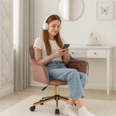 Офисное кресло MEBEL ELITE KONOR Розовый / Золотой, фото 5