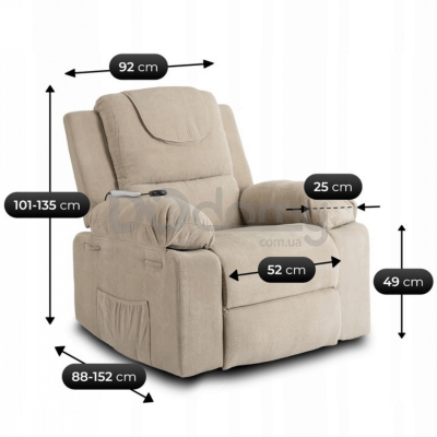 Крісло реклайнер MEBEL ELITE FENIX Бежевий, фото 10